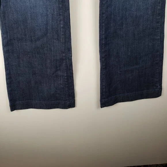 James Jeans Humphrey Wide Flare Leg Mid Rise Dry Aged Denim Dark Blue Size 31 - Picture 4 of 11